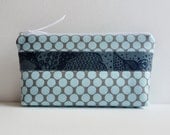 Cosmetic Case Makeup Bag Zipper Pouch Slate Full Moon Polka Dots Amy Butler