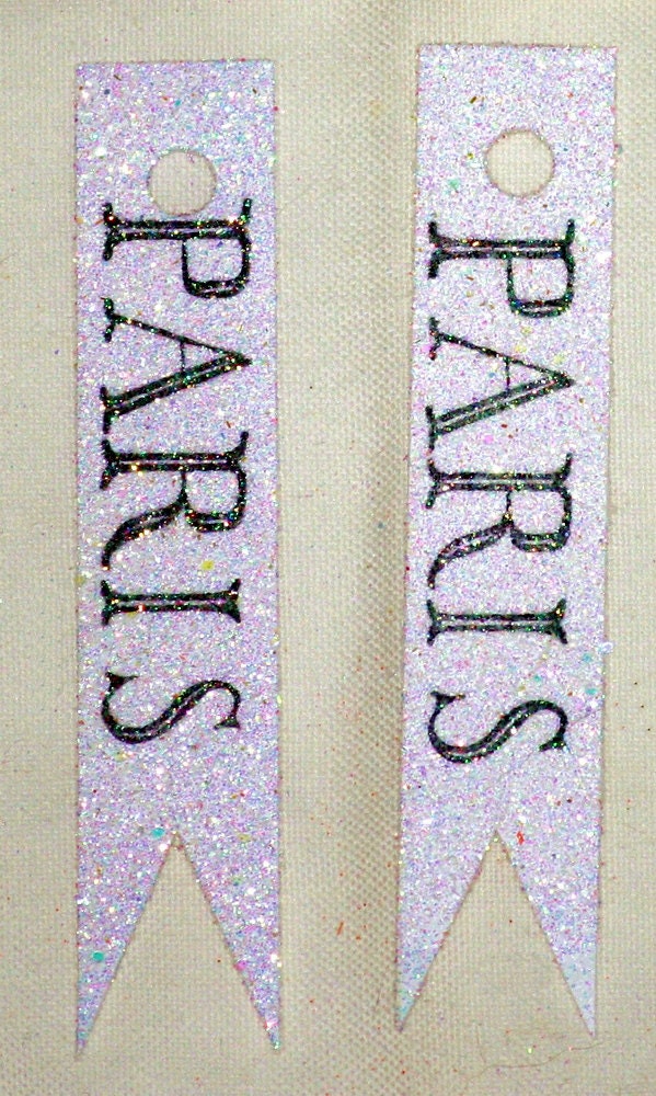 Paris Glitter Flag - Label - Gift Tags by Bluebird Lane - Set of 30