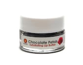 Chocolate Petals Exfoliating Lip Butter - Organic Moisturizing Lip Scrub with Raw Cacao, Rose Petals and Bamboo. All Natural and Vegan.