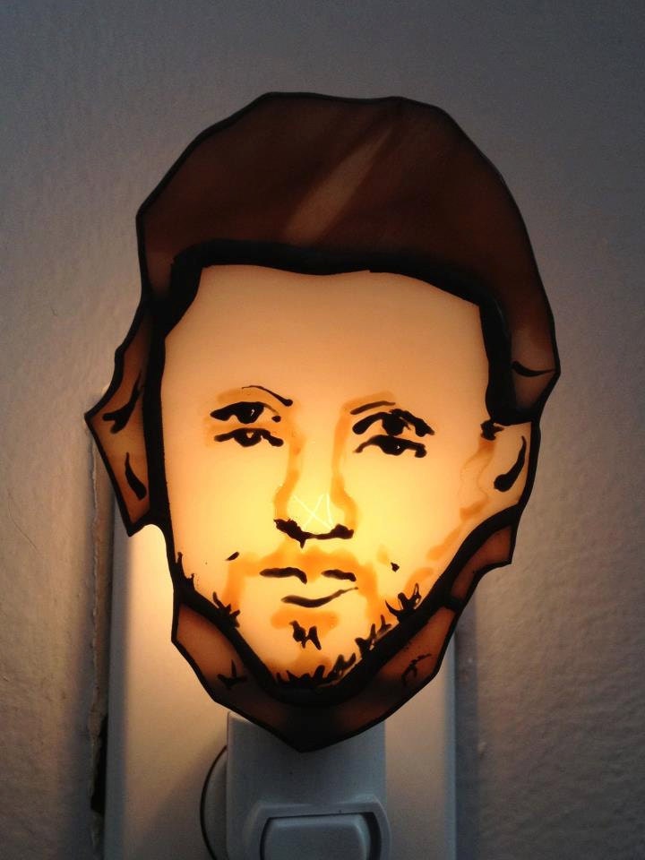 Harry Nilsson stained glass night light by Glass Action