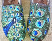 Peacocks hand painted TOMS Feathers Birds Fowl TOMS included