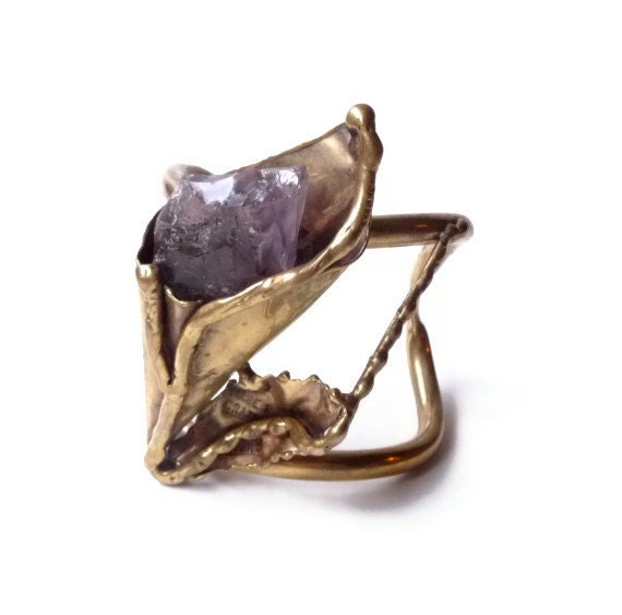1970s Brass and Amethyst Bracelet by Dutras Copa Collection