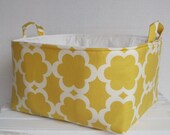 READY TO SHIP - XLarge Diaper Caddy - Storage Container Organizer Bin Basket  - Yellow Tarika Fabric