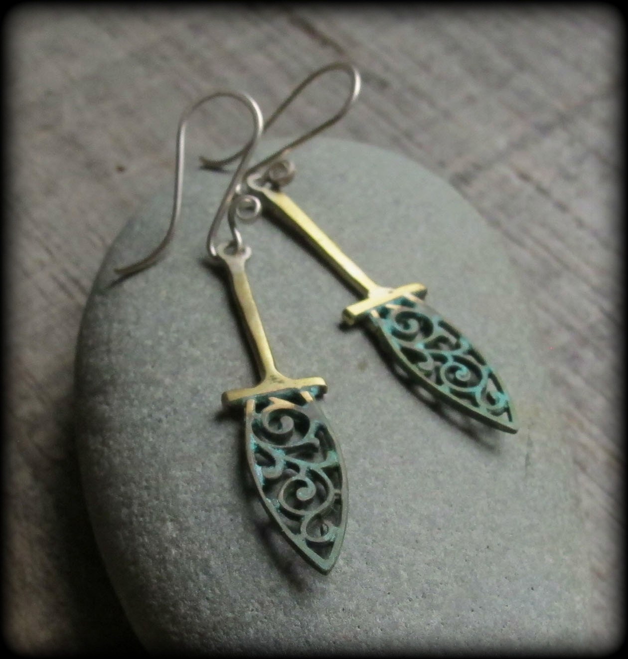 Patina'd Scroll Earrings