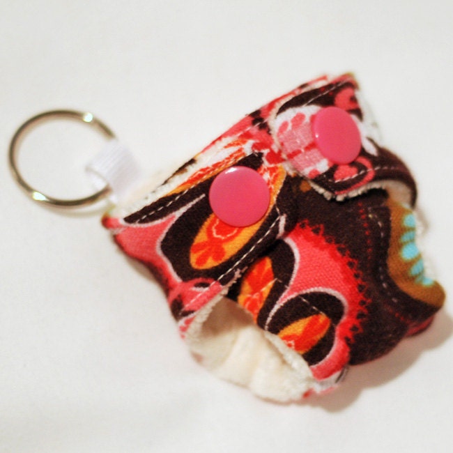 Carnival Bloom (OBV lining) - Mini Fitted Cloth Diaper Keychain