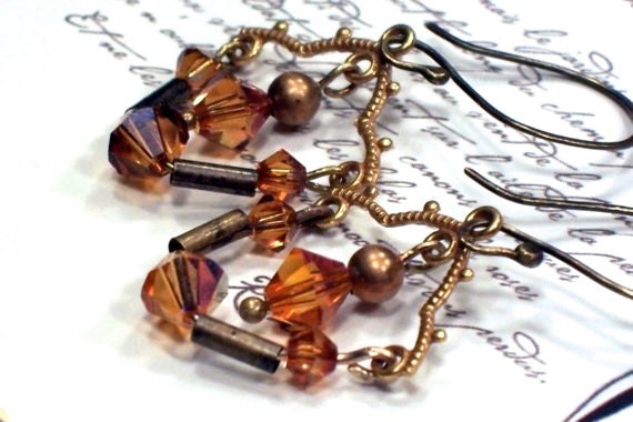 Golden Topaz and Brass Earrings