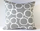 Decorative Pillow Cover - Storm Gray & White Freehand Circles - 18 x 18 Accent Throw Cushion - Baby Nursery Decor Children Kids Dorm