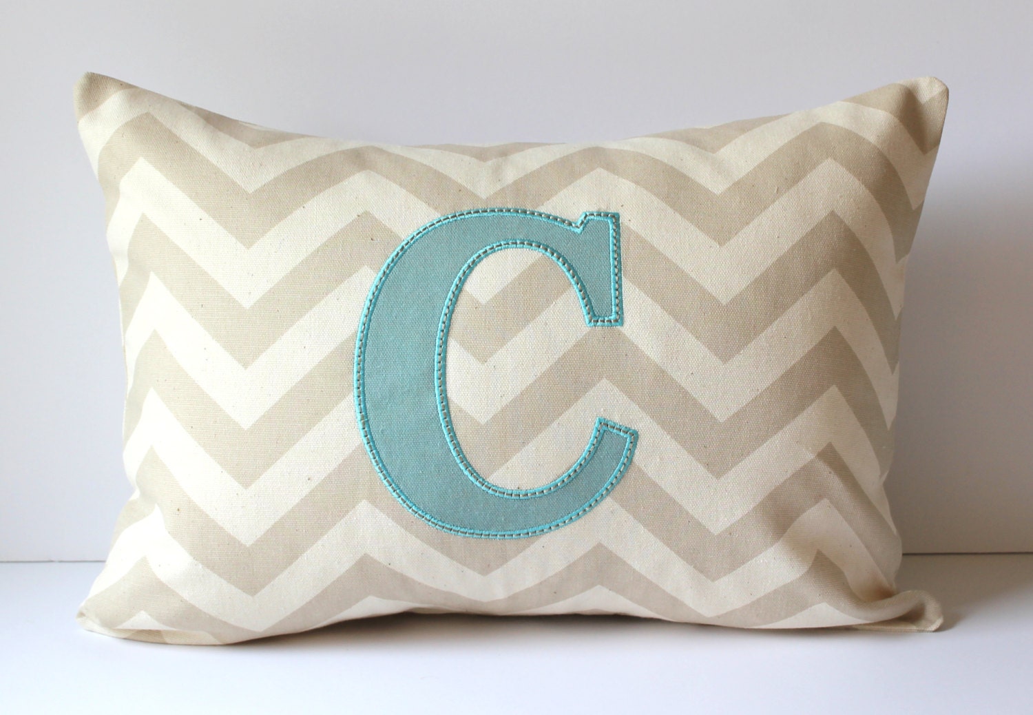 Monogrammed Pillow Cover - Chevron - Applique - 12 x 16 - Nursery Decor - Dorm Decor - Wedding - Bridal - Home Decor