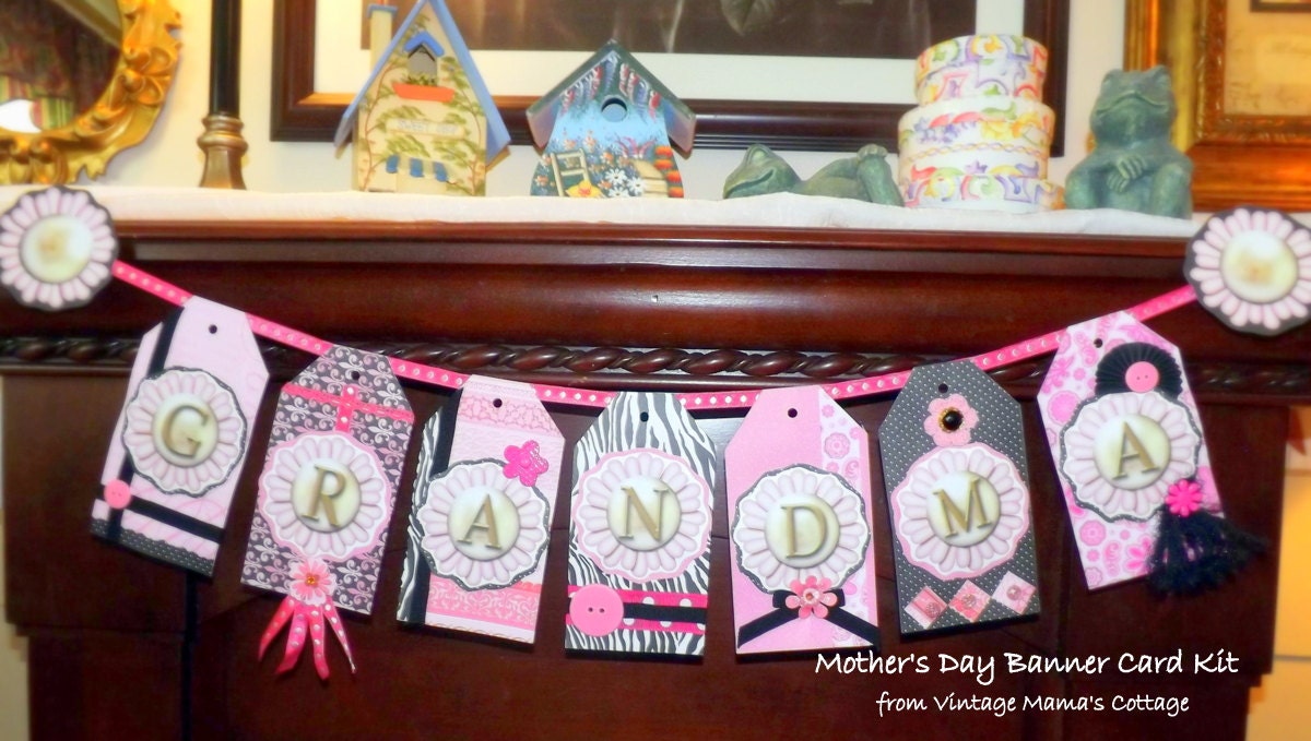 GRANDMA Mother's Day Banner Card KIT DIY Free Shipping