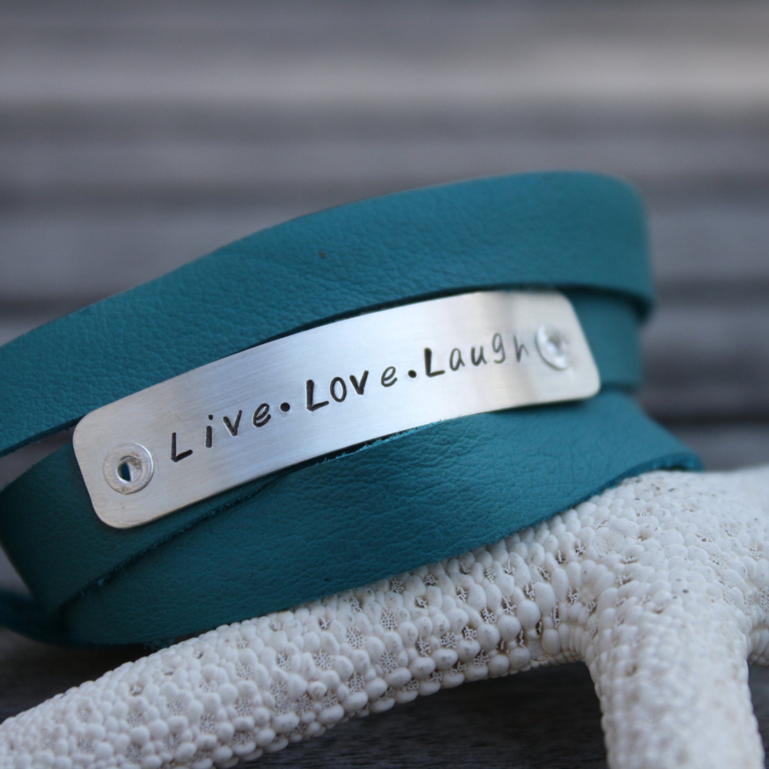 Leather Wrap Bracelet Live Love Laugh