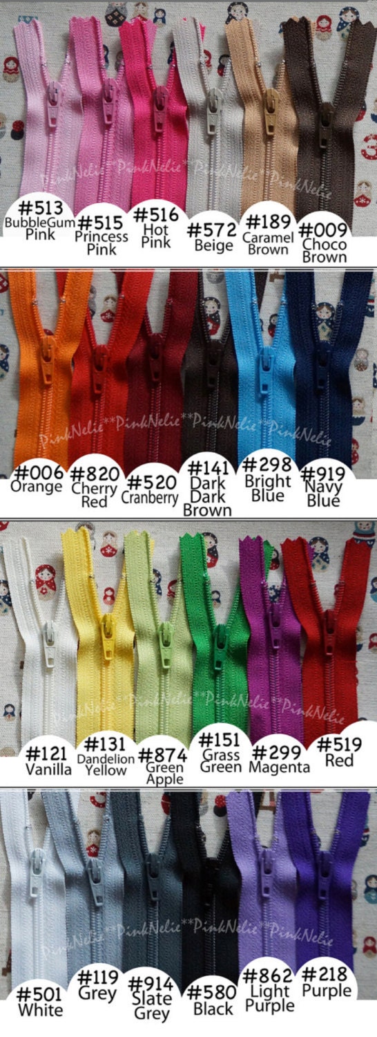 You choose total 100 of YKK Nylon Zippers from 3" 4" 5" 6" 7" 8"- MIX and MATCH