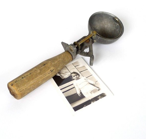 Antique Ice Cream Scoop with Wood Handle by marybethhale on Etsy