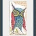 whimsical watercolor folk painting of a blue owl print - perdita -5 x 10 inches - limited edition and Archival by cori dantini