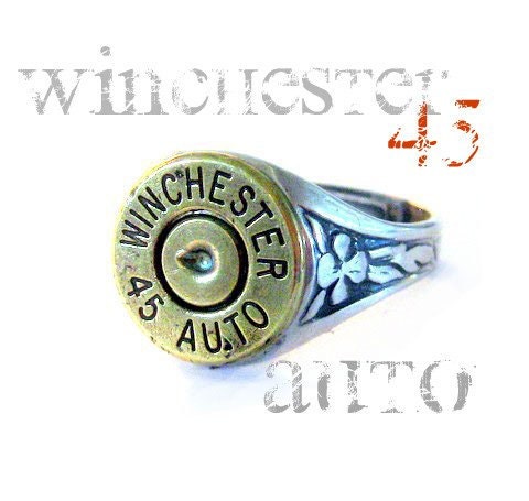 Winchester casing Bullet Ring 45 Auto Gorgeous mixed metals adjustable