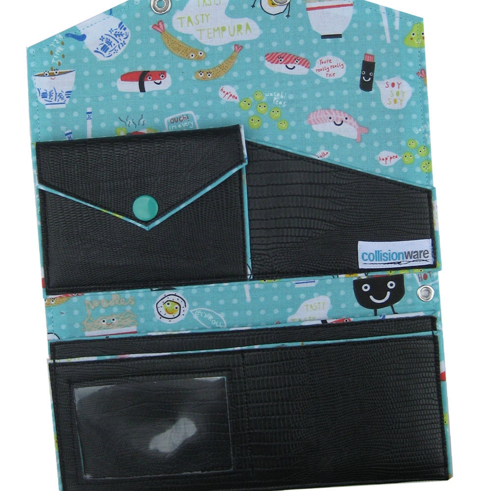 Black Sushi Vinyl Wallet with Wrist Strap