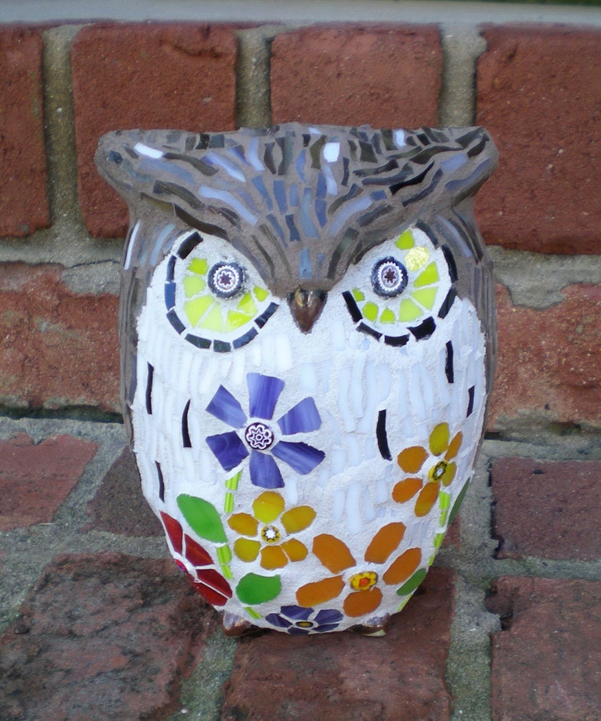 Stained Glass 3-D Mosaic Owl Sculpture