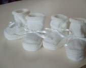 FOR TWINS - Handknit Baby Booties - White as New Fallen Snow and Why I Made Them