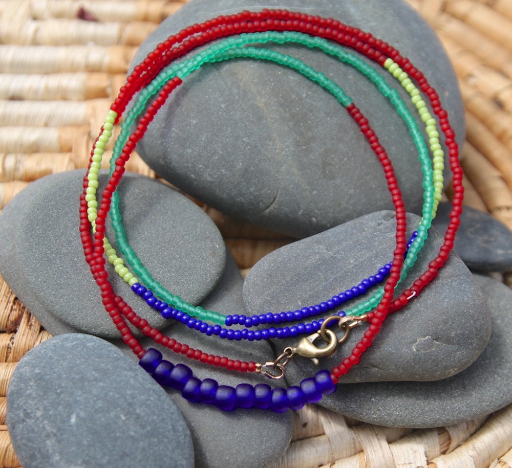 cobalt blue . a soul mantra seed bead necklace