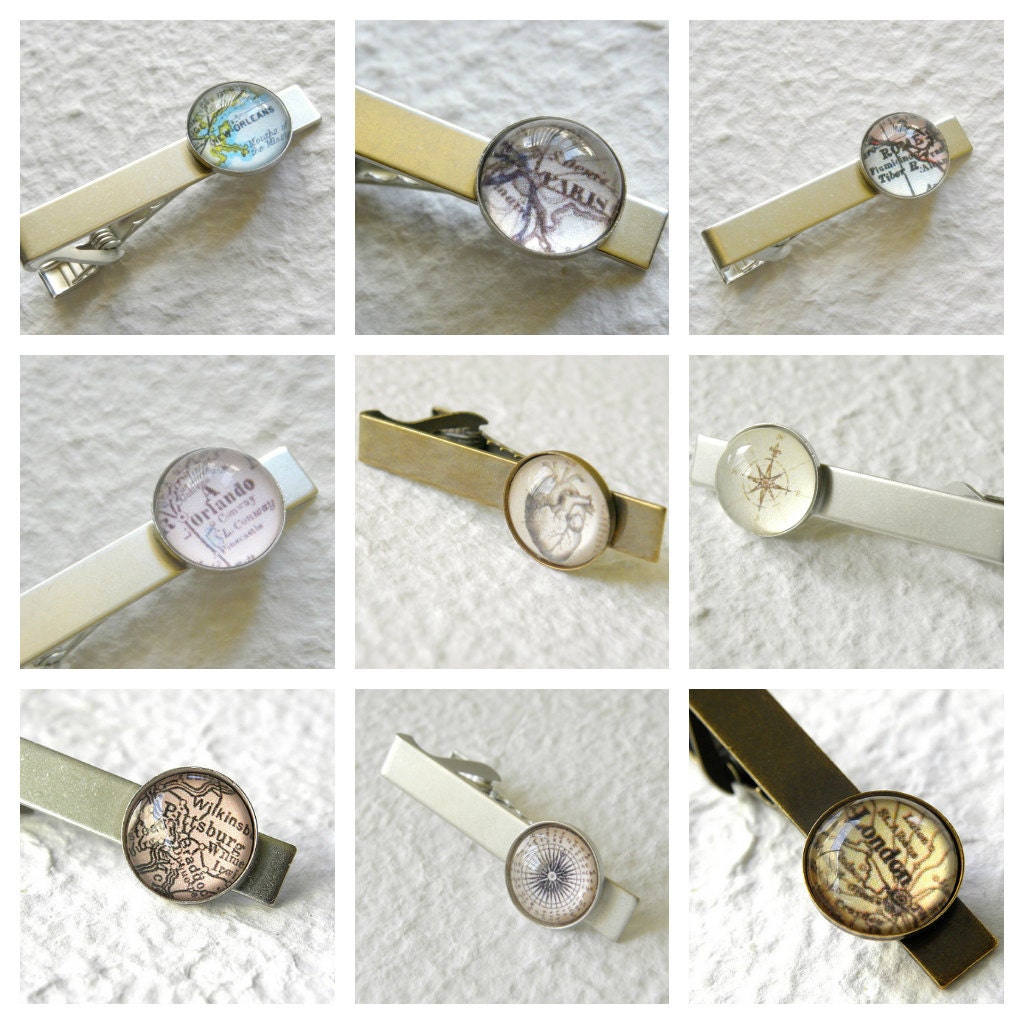 World Traveler Men's Map Tie clip - Pick your city