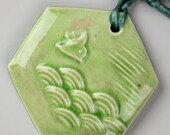 Green Crackle Chidori Ceramic Porcelain Necklace