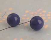 Vintage Ceramic Mod Dot Earrings in Dark Blue