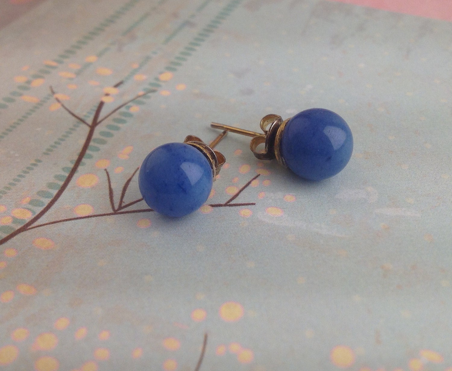 Mod 60s blue post earrings balls