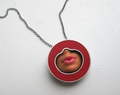 Barbie Doll Smile Necklace with Red Resin