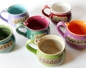 Personalized Mug  Made to Order, Stamped with a name of your choice.