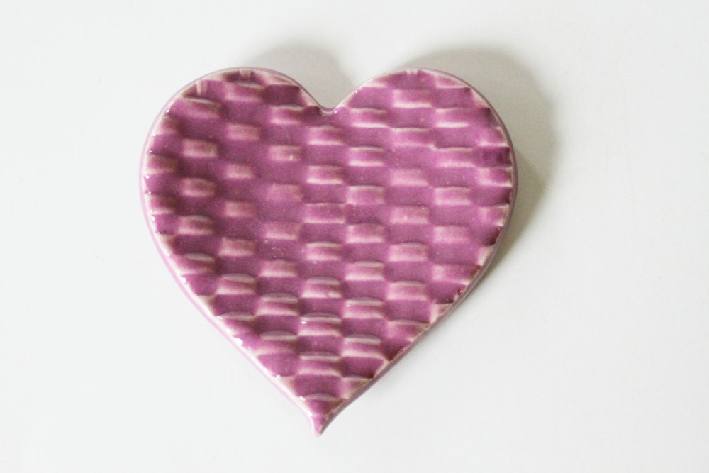 Clay Heart Ring Dish, Pink Pottery