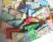 Mini Fabric scrap bag, mixed brights, japanese, retro and many more fabrics 30 pieces