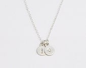 Mini double Initials - tiny sterling silver engraved charms necklace - personalized jewelry