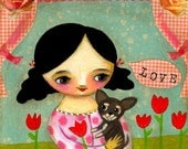 LOVE Chihuahua sweet PRINT of a mixed media collage painting by tascha