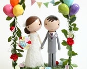 custom wedding cake topper - with balloons & bunting