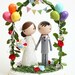 custom wedding cake topper - with balloons & bunting