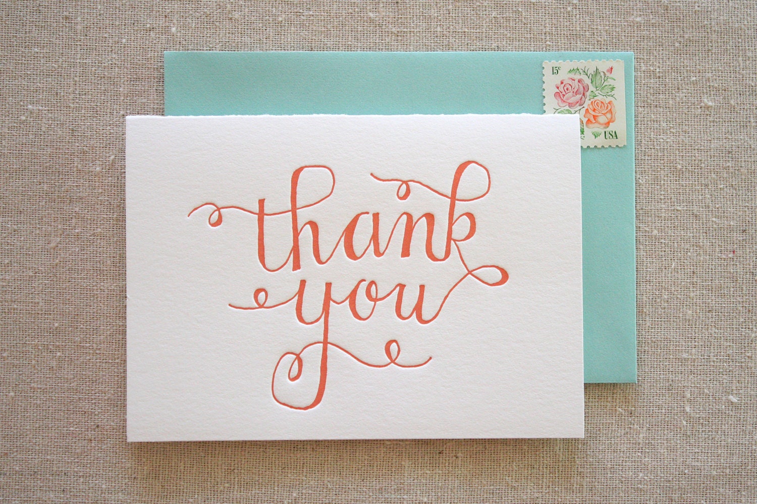 Set of 6 -  Thank You Letterpress Card