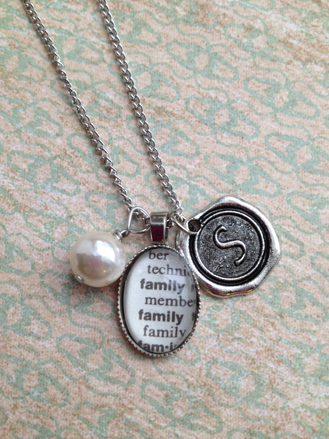 Dictionary Word and Wax Seal Initial Necklace