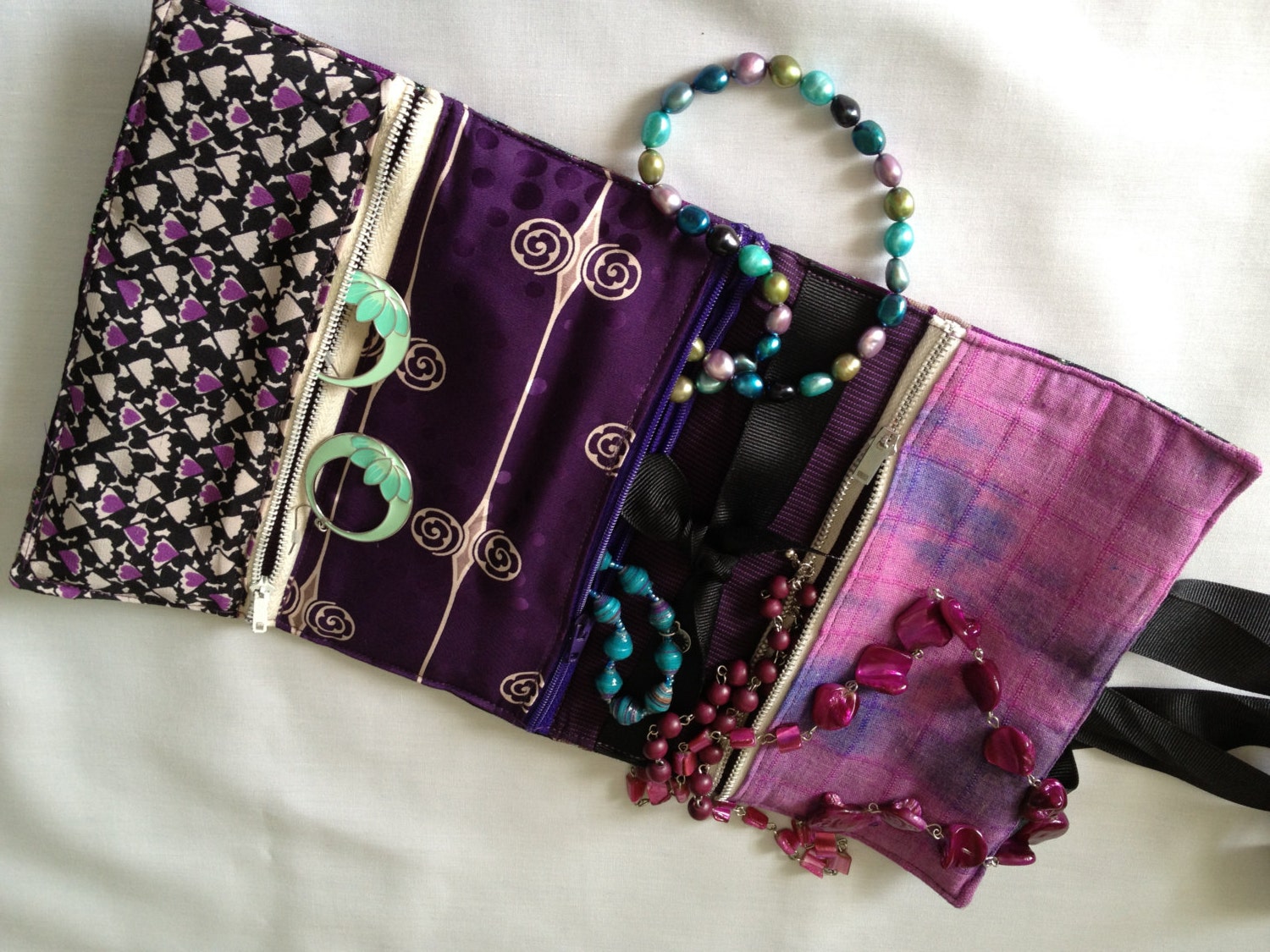 Luxury Silk Jewelry Travel Case - Purple Fantasy