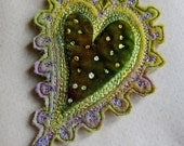 Vibrant spotty heart brooch