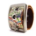 Graffiti Butterfly Leather Cuff Bracelet Mini Belt with Silver Buckle, Adjustable, Wristband, OOAK