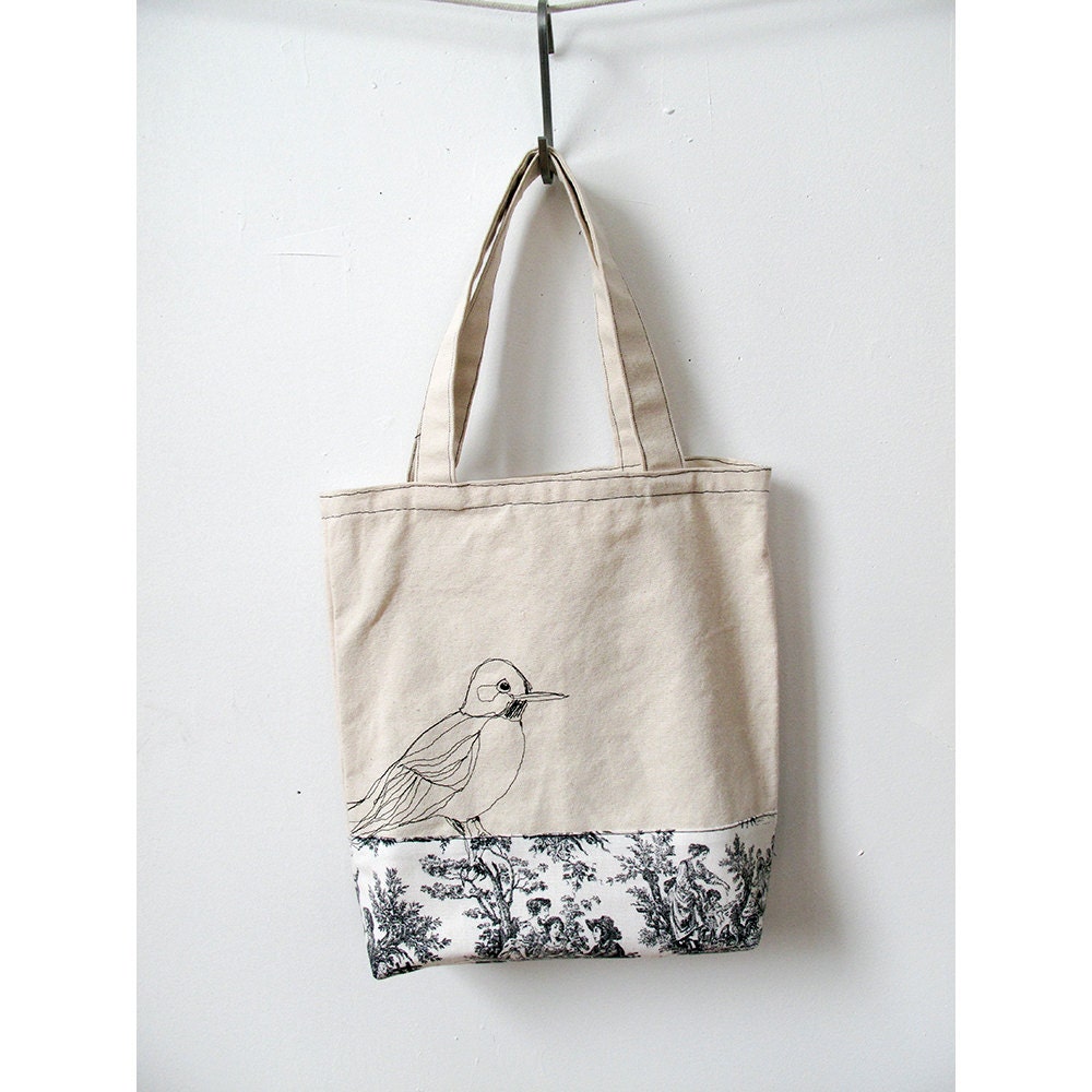 Robin Embrodiered Birdy Bird Tote Bag