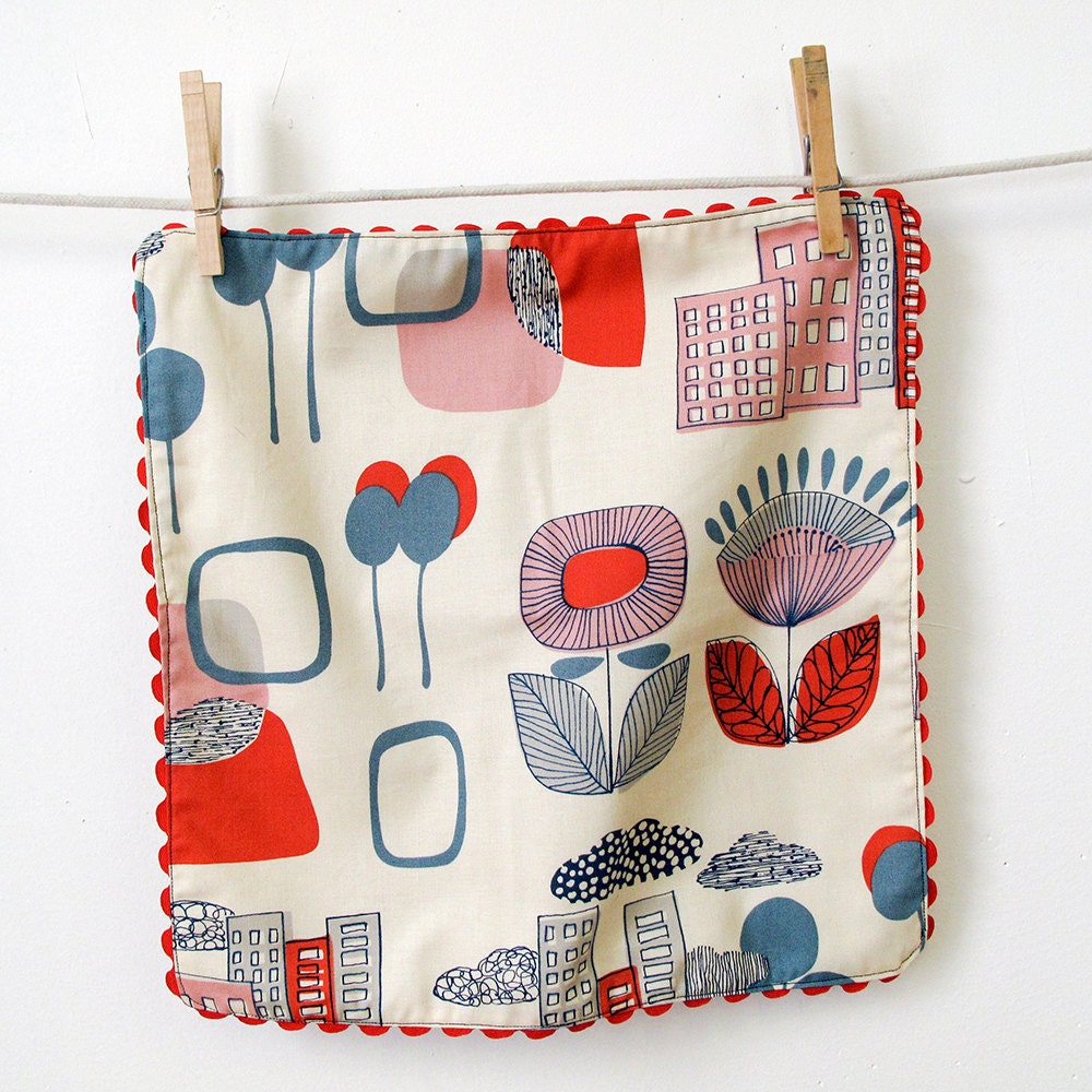 City Scene Retro Inspired Rick Rack Cloth Napkins