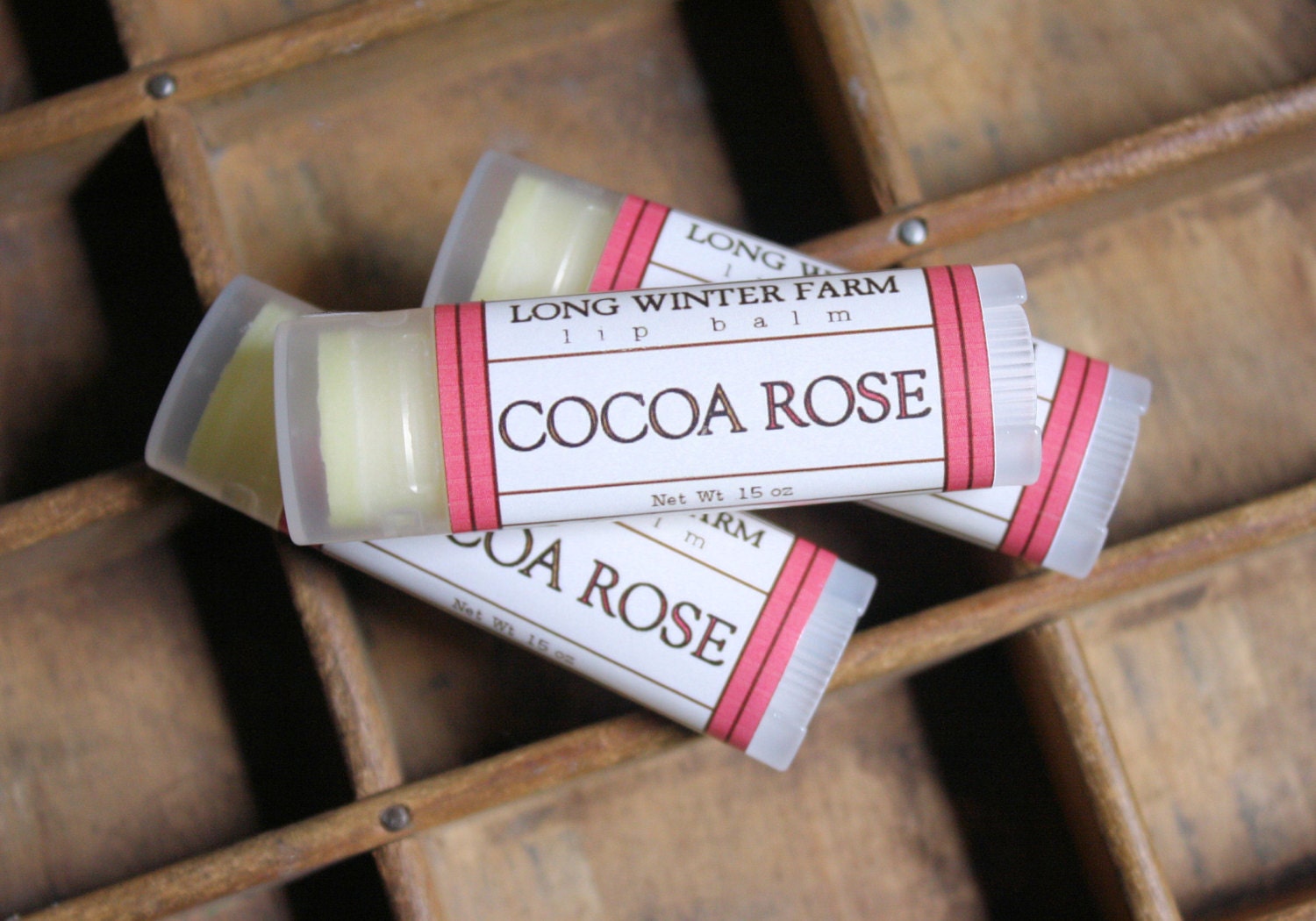 Cocoa Rose Lip Balm - One Tube Beeswax Shea Cocoa Butter Jojoba