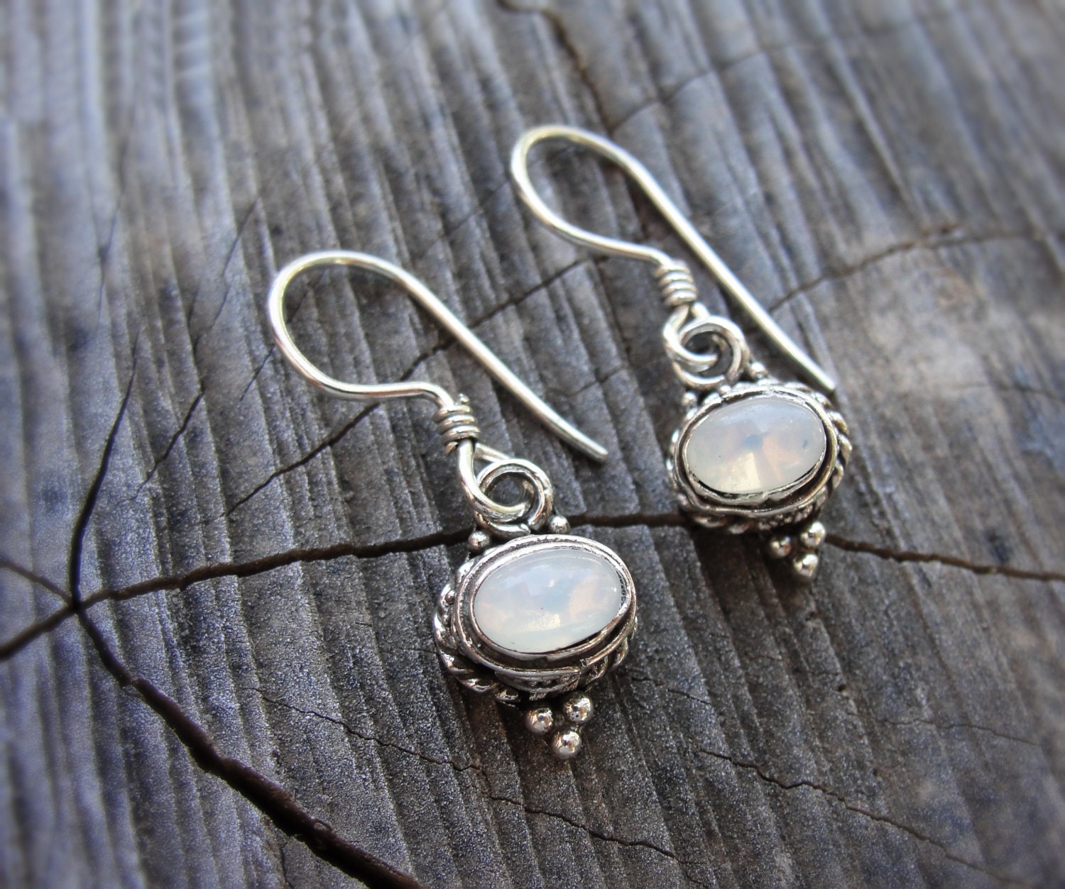 Moon light Earrings Sterling silver Opaline
