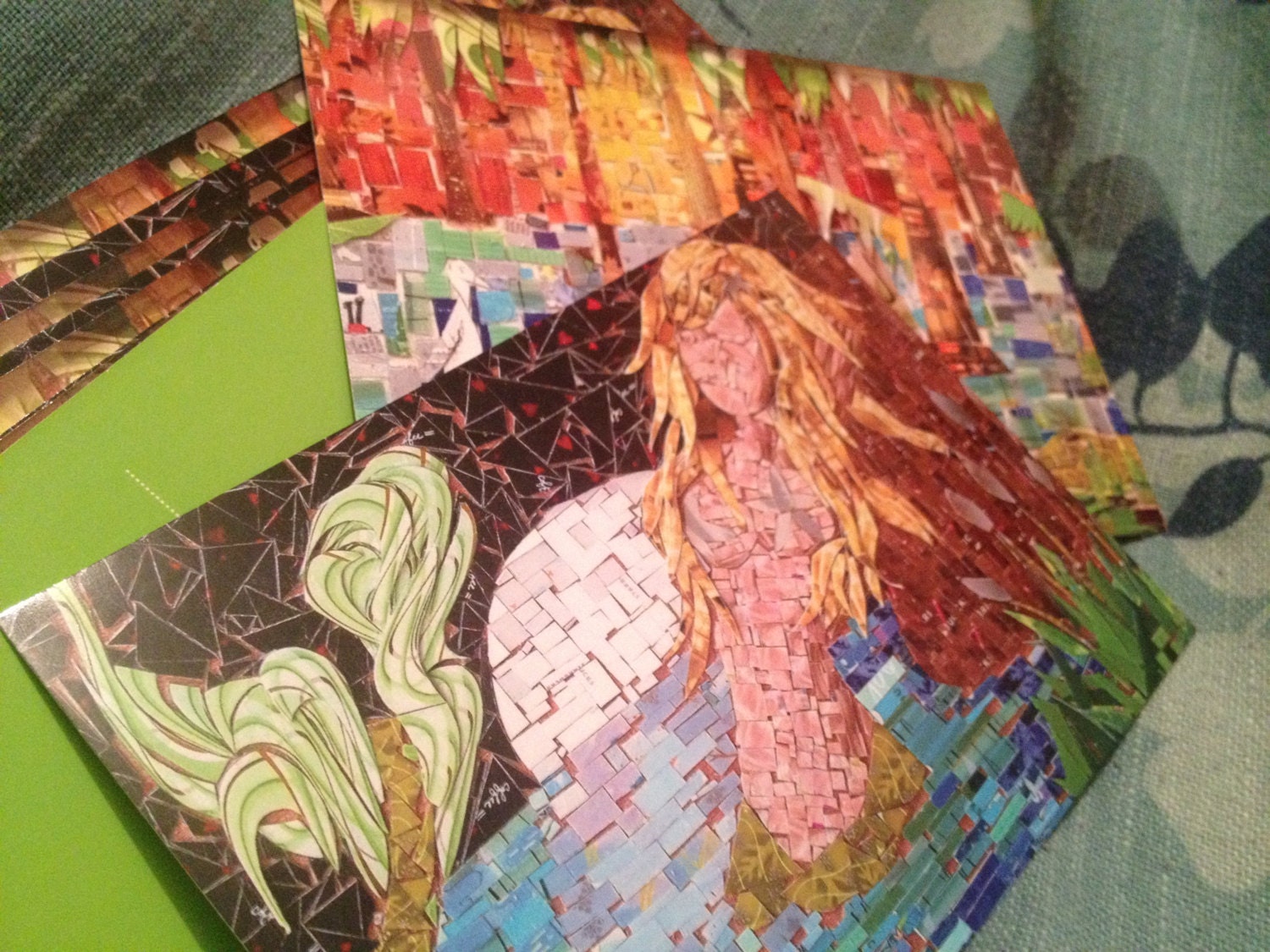 Mosaic postcard set mermaid and bayou
