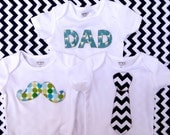 FAST SHIP Baby loves Daddy Set of 3 includes Mustache, Tie and Deer Dad Onesie Bodysuit father day