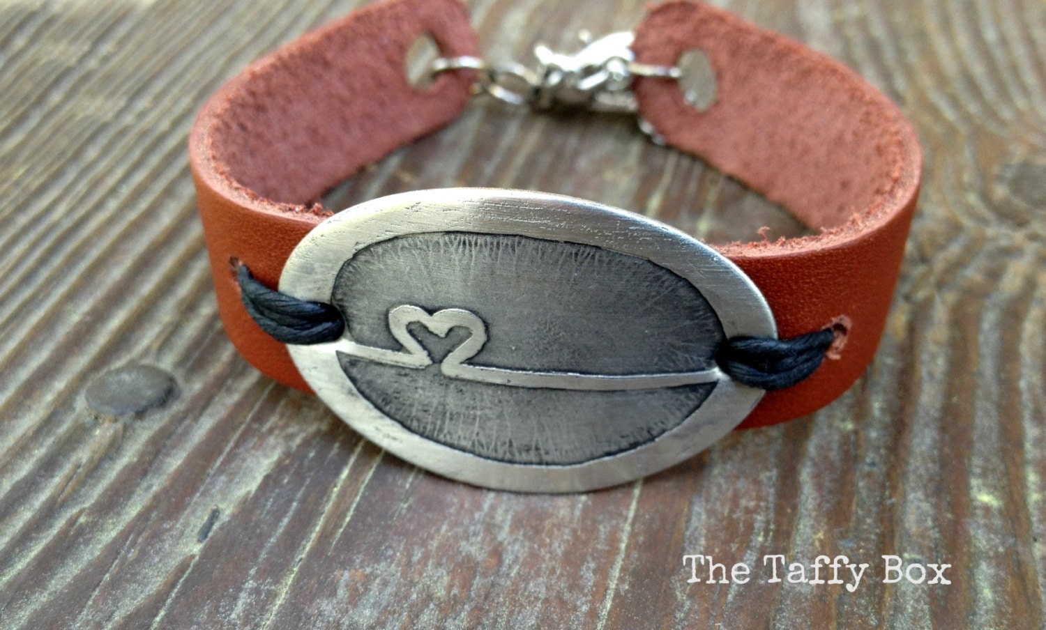 Acid Etched MY HEART BEATS for you bracelet - ooak