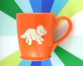 Triceratops Dinosaur Mug - Orange - dishwasher safe coffee cup