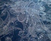 Designer Closeout - Cotton Jersey Knit FABRIC - Silver Paisley on Blue
