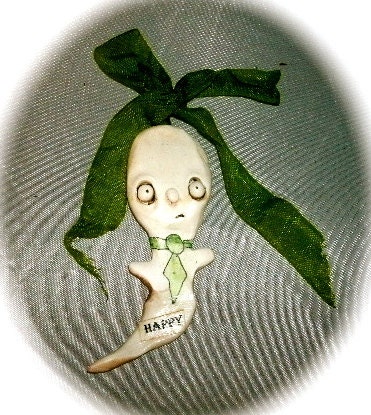 The Happy Ghost  original one of a kind ornie or wall hanging