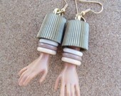 Upcycled Barbie Doll Hand earrings - Tri Bangle